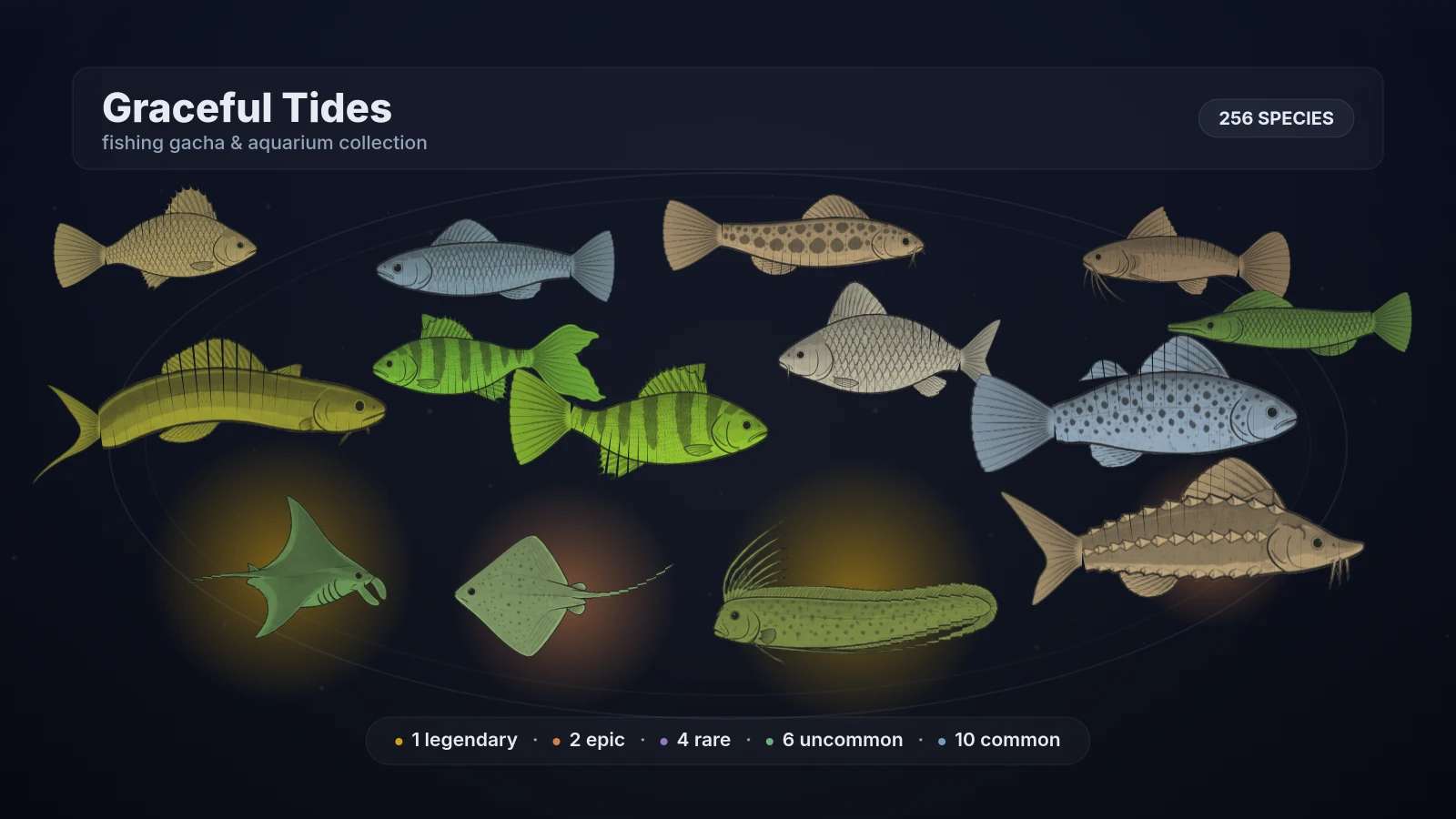 Graceful Tides · Fishing Gacha & Aquarium